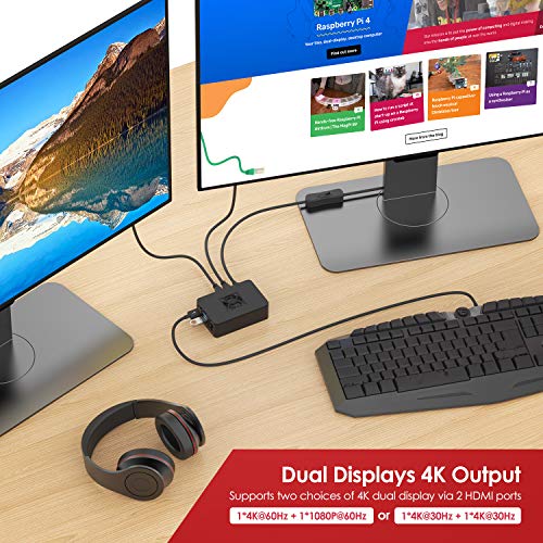 TICTID Raspberry Pi 4 Model B 4GB RAM Starter Kit Aggiornato Raspberry pi 3 con MicroSD Card 32GB, Tipo C Alimentatore 5V 3A con Interruttore, Ventola, Micro HDMI, Custodia e Lettore di Scheda
