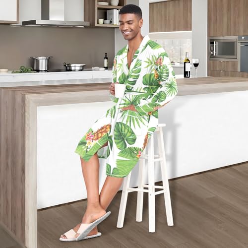 Men Kimono Satin Robe, Wedding Short Bathrobe Sleepwear Dressing Gown M-XL4
