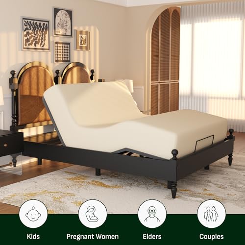 Image of Softa Queen Adjustable Bed Frame, Head & Foot Lift, Electric Bed Base with Remote Control, Whisper Quiet Motor, Oxford Fabric Bedspread, Mattress Holder, Easy Assembly