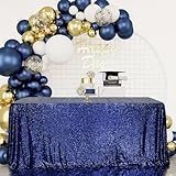 Juya Delight 60' x 102' Navy Blue Sequin Rectangle Tablecloth for Wedding Birthday Party Festival Ceremony Cake Dessert Table