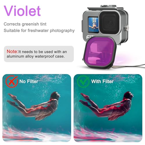 FitStill 80M/263FT wasserdichtes Gehäuse aus Aluminiumlegierung für Go Pro Hero13 /Hero12 /Hero11 /Hero10 /Hero9 Black (Für Hero 13/12/11/10/9 Taucheranzug) - 4