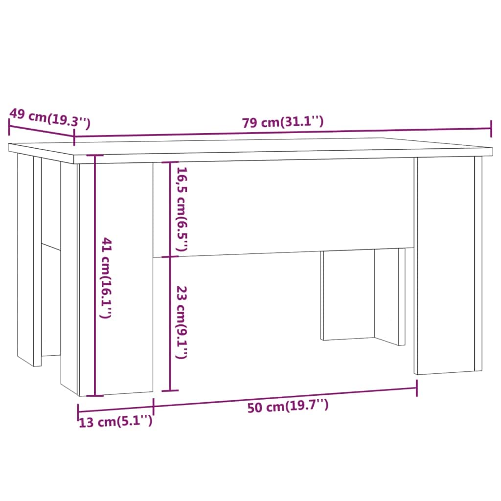 Couchtisch Sonoma-Eiche 79x49x41 cm Holzwerkstoff, Couchtisch, Wohnzimmertisch, Beistelltisch - für Wohnzimmer und Büro - Mittelpunkt für Ihr Zuhause