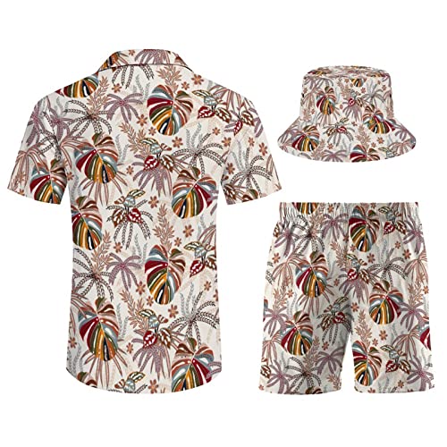 Palm-Tree Flamingo Party Shorts Shirt Men Swim Trunks Quick Fisherman's Hat Beach Shorts Casual Beach Suit2