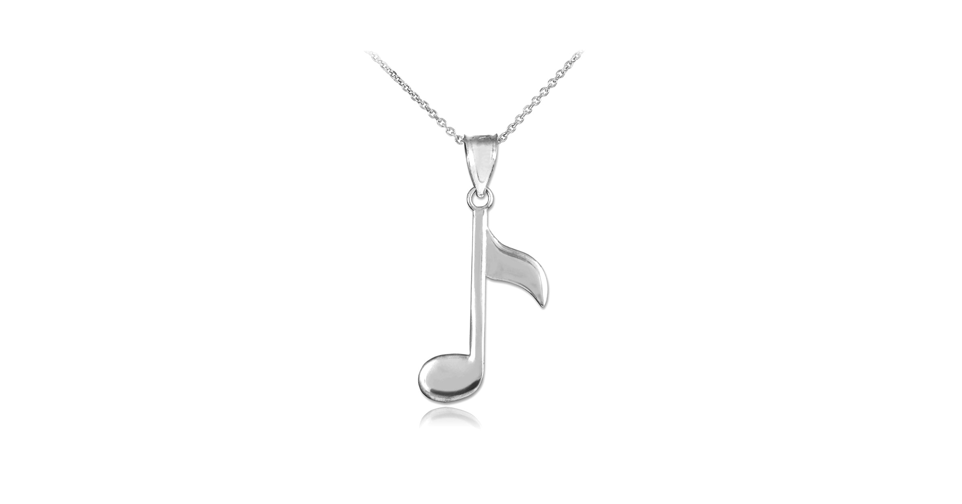 Amazon.com: 10k White Gold Eighth Note Pendant Necklace, 16