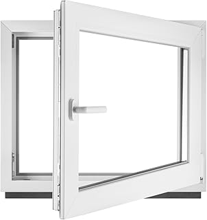 Fenêtre en PVC blanc double vitrage 4/24/4 LxH 110 x 50 cm d'ouverture Droite Toutes les tailles 1100 x 500 mm Oscillo-battant 1 vantail - BauPlaza