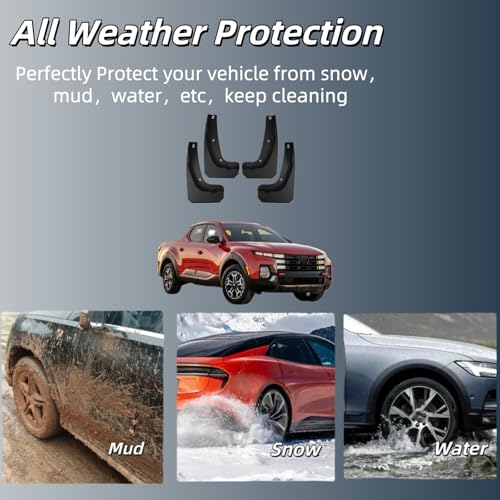 Image of No Drill Mud Flaps Splash Guards Compatible with Hyundai Santa Cruz 2022-2026(Not Fit XRT),OEM Style Textured Black Custom Fit All Weather Exterior Accessories(4PCS)