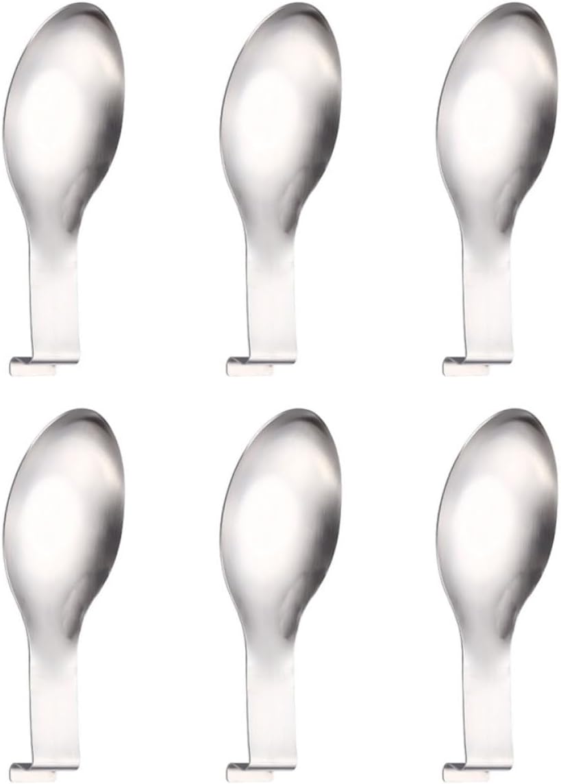 Generic 6pcs Stainless Steel Spoon Rest Tray Kitchen Utensil Holder Pot Spoon Rest for Stove Counter Use