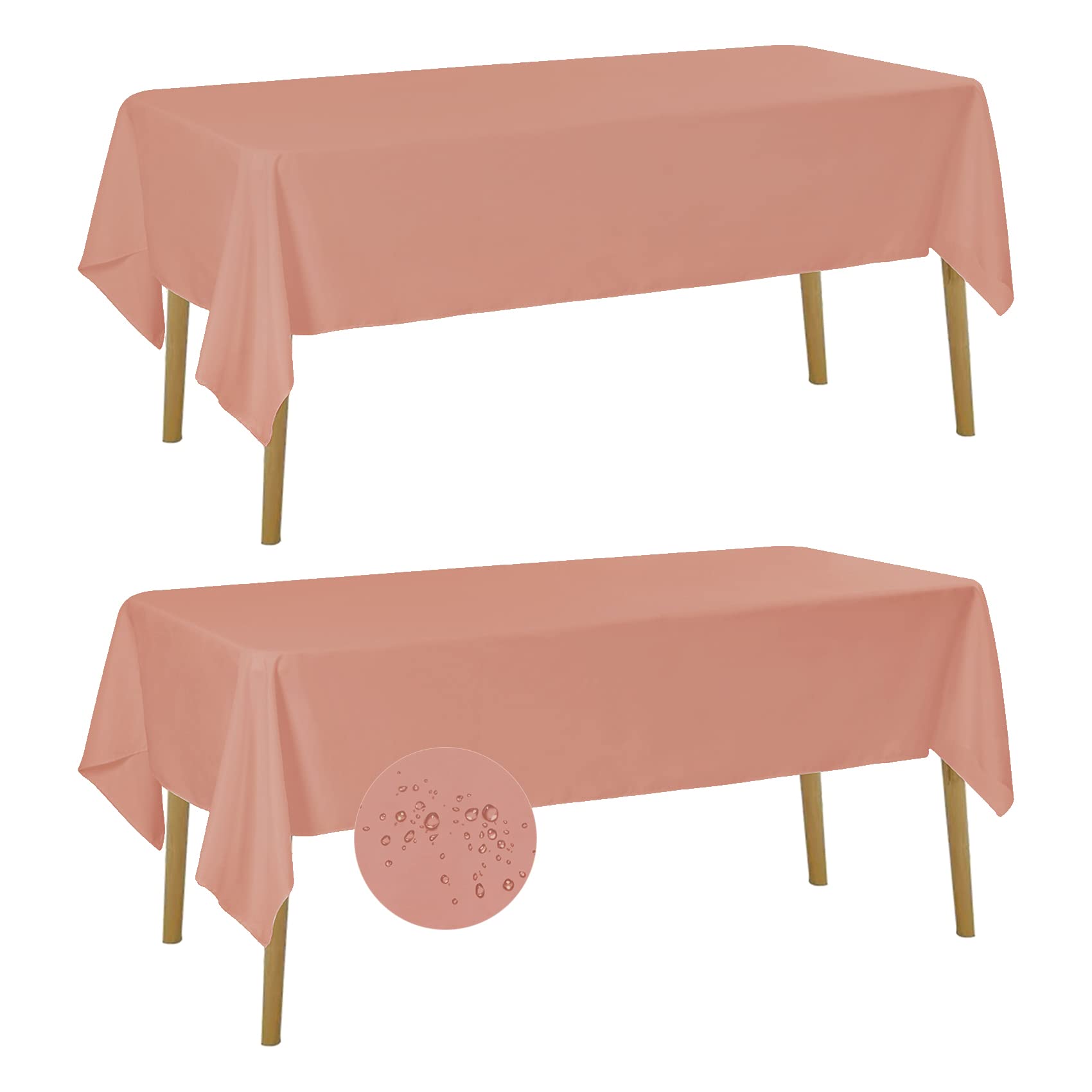Fokitut 2 Pack Waterproof Rectangle Tablecloth, 60x102 Inch, Stain Resistant and Wrinkle Polyester Table Cloth, Fabric Table Cover for Kitchen Dining,