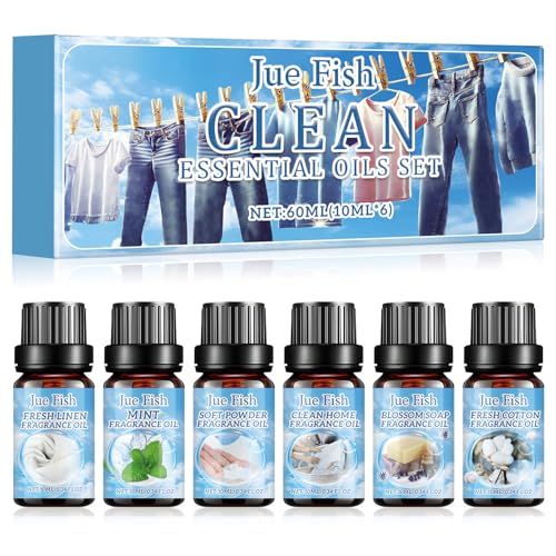 Conjunto de aceites esenciales limpios, aceite de fragancia de aromaterapia de 6x10 para difusiones para difusiones, aceite de fragancia para velas, aceites esenciales para difusos, lino fresco, menta
