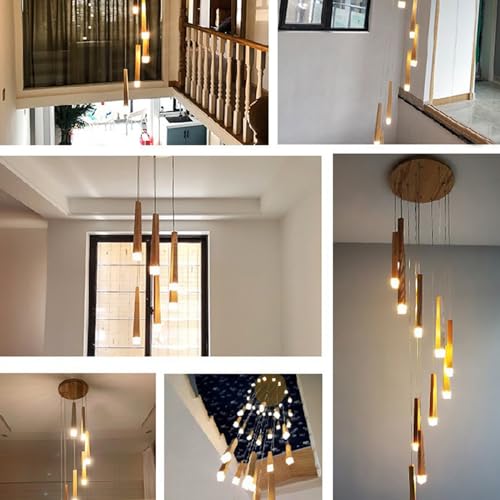 Lustre escalier moderne et design de luxe en duplex à 16 têtes