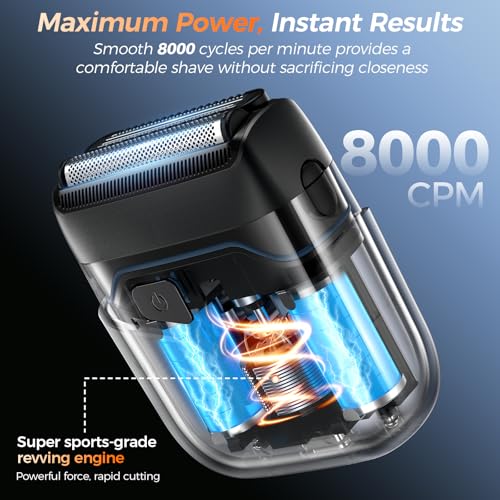 Image of Electric Foil Shavers for Men- New Version Mini Electric Razor with 3D Floating Heads & Precision Blades, Portable Cordless Electric Shaver IPX7 Waterproof, LED Display & Fast Charge