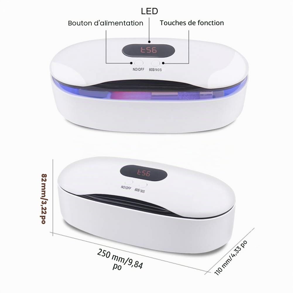 Stérilisateur UV pour Instruments, Boîte de Désinfection UV, Dispositif de Désinfection UV LED, Dispositif de Désinfection pour Outils de Manucure, pour Salon de Manucure (cable
