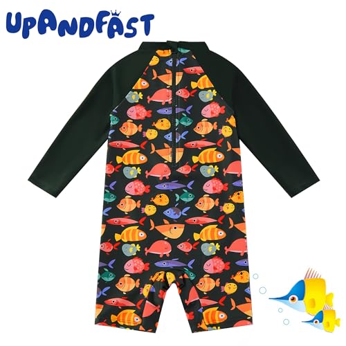 upandfast Baby Boys/Girls Zipper Swimwear with Snap Bottom UPF 50+ Sun Protection Toddler One Piece Swimsuit2