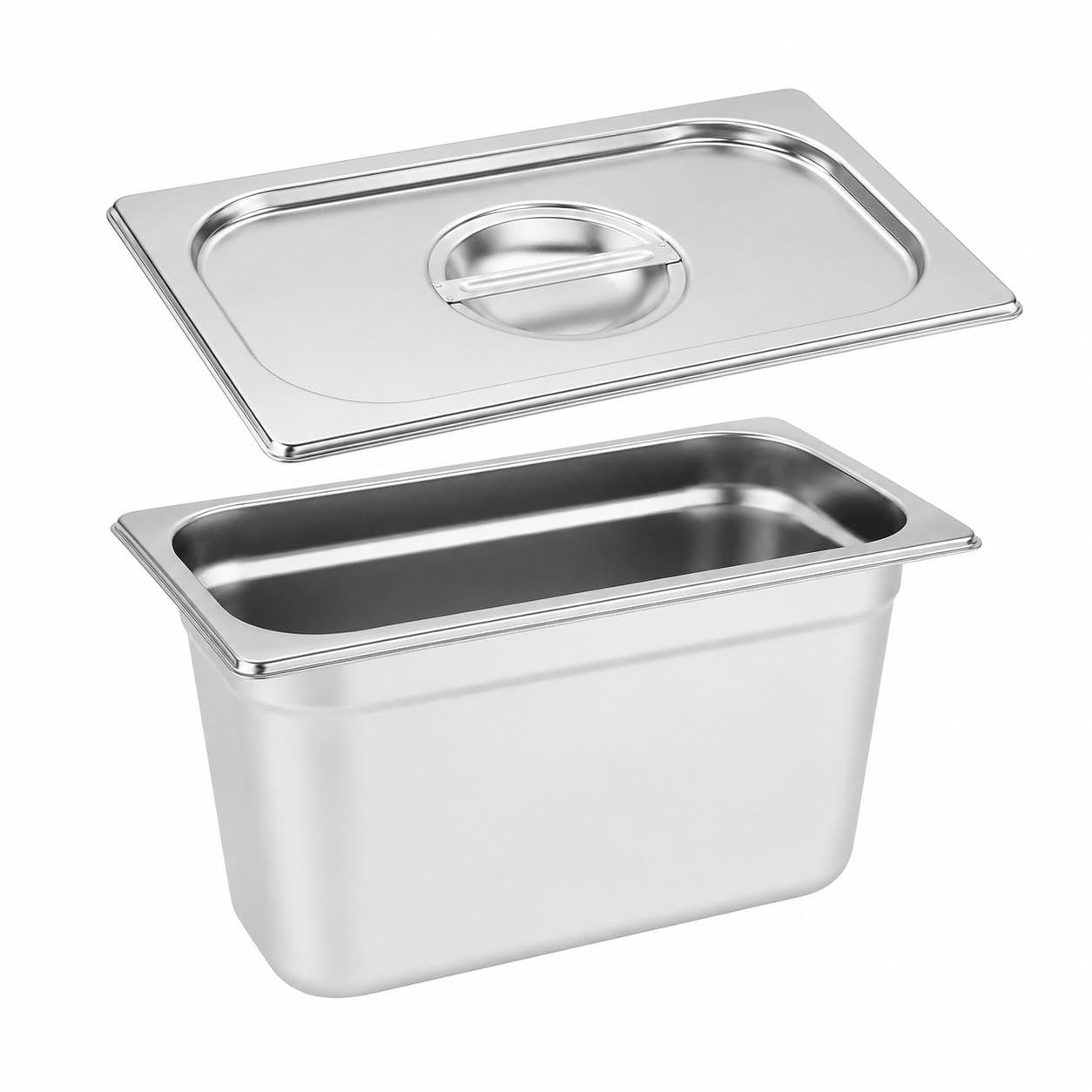 eZone Stainless Steel 1/3 Gastronorm Pan/Tray with Lid 200mm Deep Food GN Container
