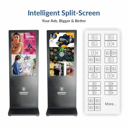 Image of Limeberry I Shape Digital Standee Kiosk | 43 Inch Android Display | A+ IPS Panel | 20W Speaker | USB, HDMI, Wi-Fi, Ethernet | 1-Year Warranty | Model LB431-IUH | Black