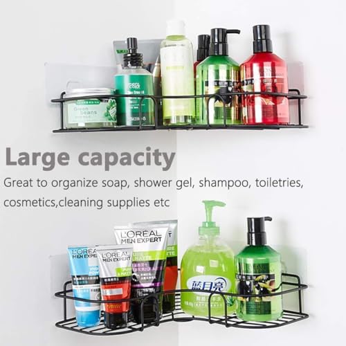 Image of BENAVJI Drill Free Corner Shelf for Bathroom Wall Bathroom Organizer Without Drill Kitchen Rack Pack of 2