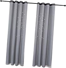 HOMSFOU Cortina Blackout Para Crianças Cortina Com Estrelas Oca Para Quarto De Crianças Cortina De Dupla Camada Persianas De Precisão 1 Peça