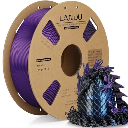 Image of LANDU Silk Tri-Color PLA Filament 1.75mm 1Kg,Triple Color Silk PLA Filament, Silk Rainbow PLA Filament,Neatly Wound 3D Printer Filament, 3 in 1 Multi Color Filament + /-0.02mm, Silk Black Blue Purple