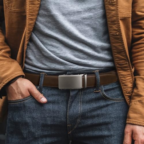 Image of Zitahli Leather Ratchet Belt for Men - 2 Pack Mens belt,Customizable Fit