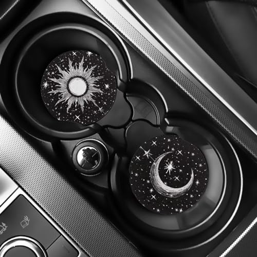 Portavasos para auto WELLFLYHOM set de 2 diseño sol y luna miniatura 6