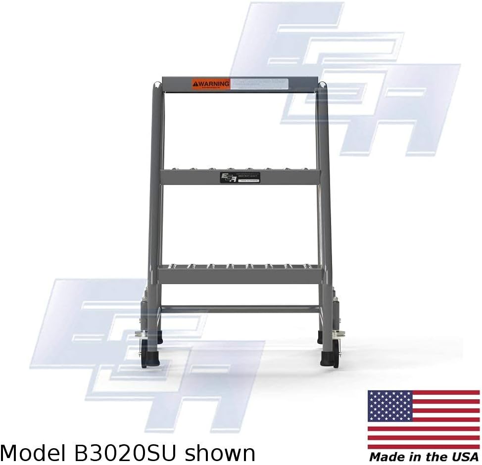 3 Step Rolling Ladder, Assembled OSHA Mobile Ladder Stand, No Handrails, 450 Pound Capacity, 30" Top Step Height, Heavy Duty [Made in the USA]