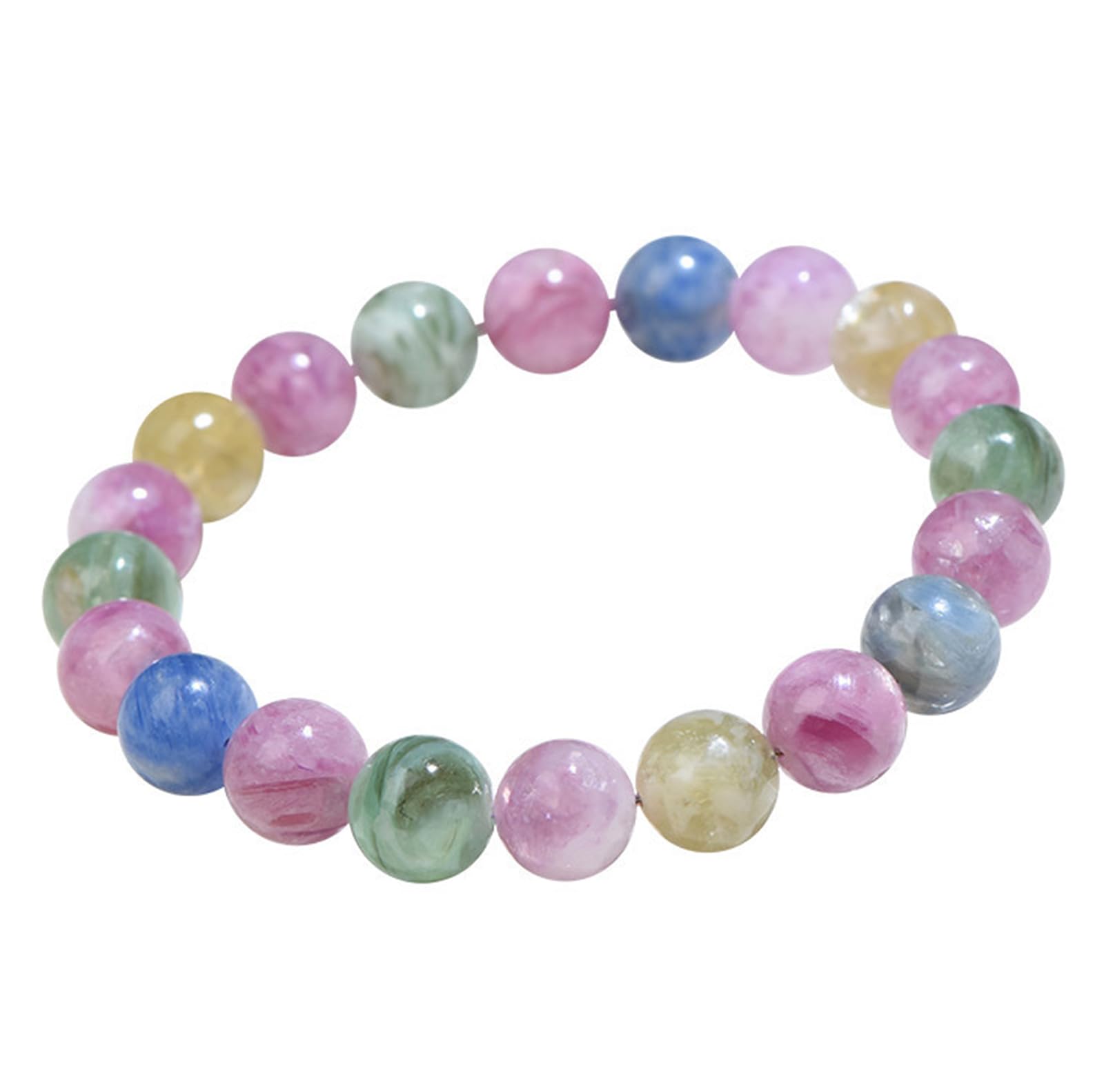 Braccialetto di Cristallo Naturale Color Caramella, Braccialetti di Cristallo con Perline Rotonde Multicolori, Gioielli Fatti a Mano con Braccialetti di Pietre preziose per Donne,12~12.8mm