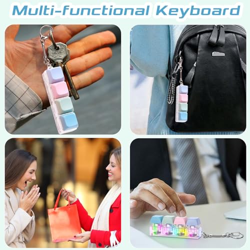 Image of Keyboard Fidget Toys Adults Fidget Keyboard Clicker with LED Light Keychain Sensory Toys for Anxiety Stress Relief (Macaron2, 4 in 1)