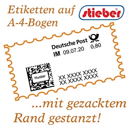 Gezackte Etiketten für Internetmarke NEU! 32 Stück vorgestanzt...