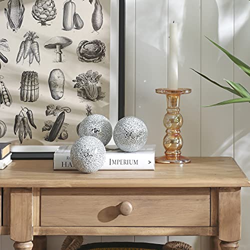East Creek Decorative Orbs Set Of 5 Glass Mosaic Sphere Balls Diameter 3.3" For Bowls, Vases And Table Centerpieces (Mirror) #TOP3