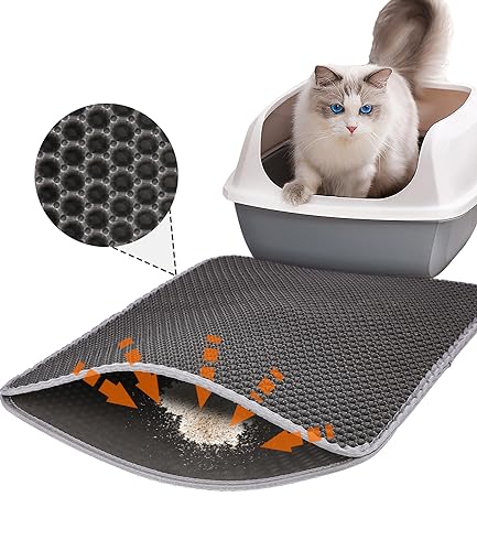 TIDEVAN 60x40 cm Tappetino Gatto Tappetino per Lettiera Gatto Tappetino per Lettiera per Gatti Grandi Fori Tappetino Impermeabile Doppio Strato Tappetino Lettiera Gatto a Nido d'Ape,Eva Materiale