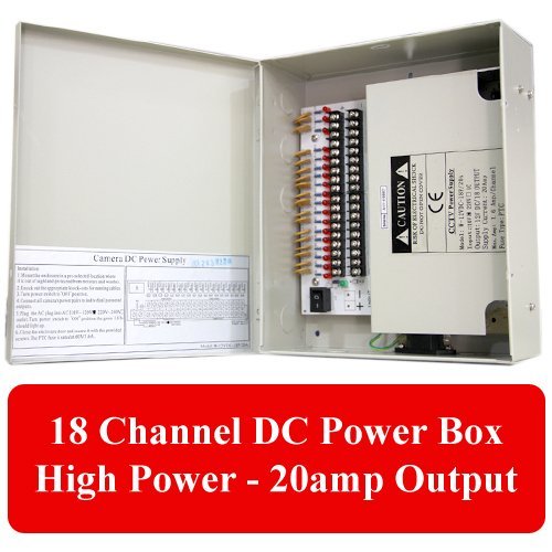 CCTV Distribution Box 18 Channel 12V DC High Power CCTV Power Supply Distribution Box 20 Amps Output