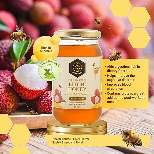 Image of Shiva Organic Raw Litchi Honey 1Kg | 100% Pure NMR Tested | Raw and Unprocessed