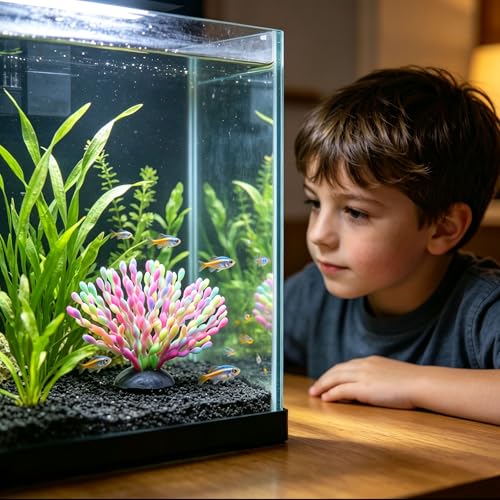 Image of ZtohPyo Glow in the Dark Aquarium Decor, Safe Soft Silicone Fluorescent Fish Tank Decorations Artificial Sea Grapes for Fish Tank Landscape Decoration, 7.09 inch D x 4.72 inch H
