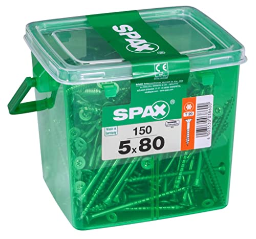 Vis acier tête fraisée torx SPAX 5x80 mm pour fixations bois robustes en lot de 150