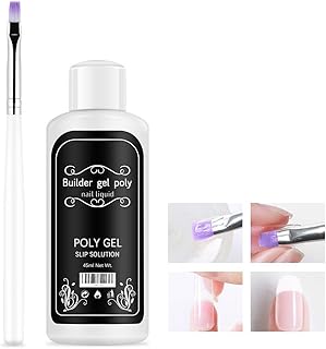 Ownest Nail Extension Gel Solution,Quick Poly Gel Slip Solution,Nail Extension Gel Liquid Solution, Nail Gel Liquid Extension,Nail Gel Builder,for Nail Art DIY Nail,Contains A Brush