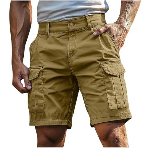 Pantalones cortos de verano para hombre, pantalones cortos cargo de combate al aire libre, de secado rápido, de algodón transpirable, con múltiples bolsillos, ropa de trabajo, casual, hasta la rodilla