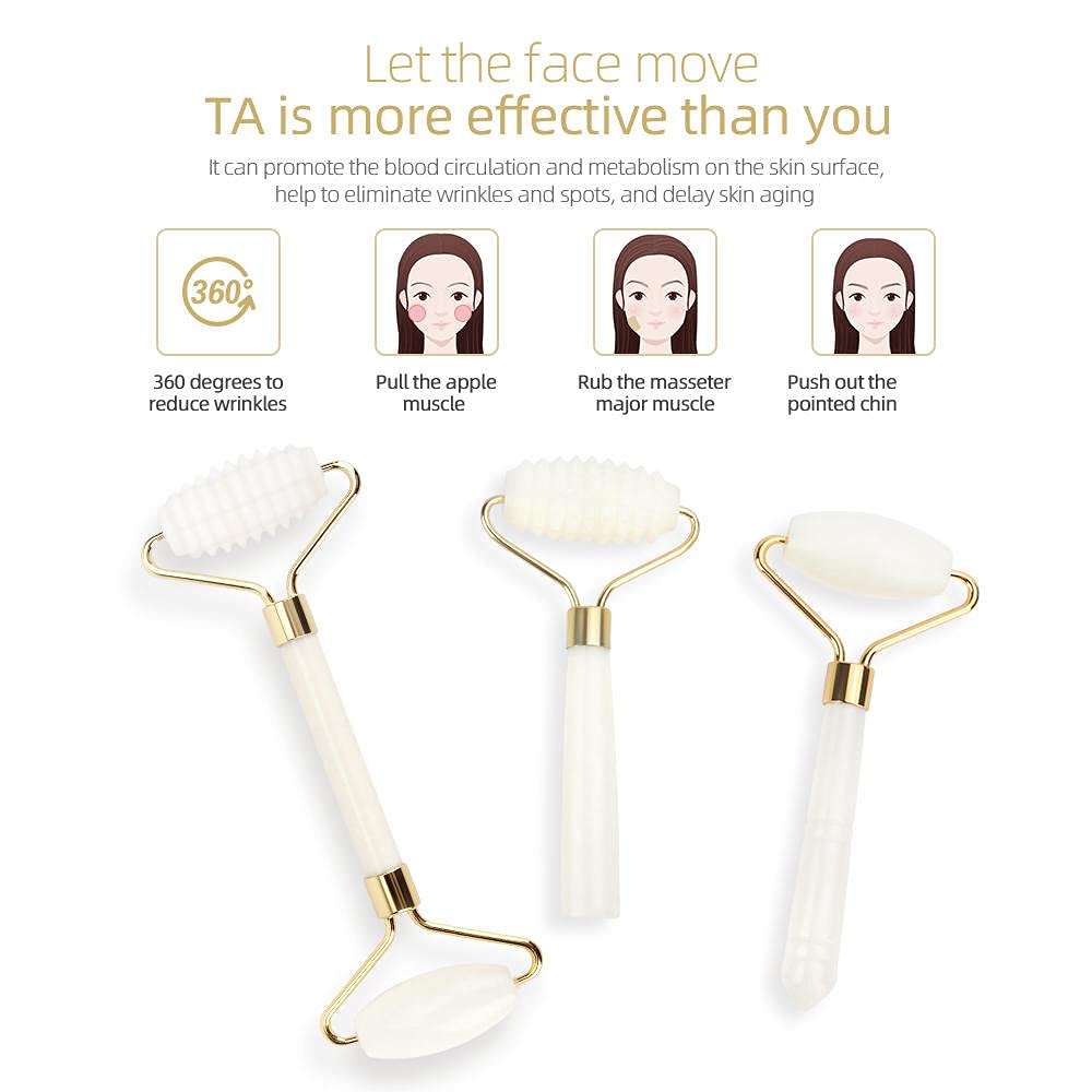 Rodillo de masaje de práctica portátil de jade facial natural antiarrugas pérdida de peso facial Shaper cuerpo pie herramientas de relajación belleza a estilo caja blanca