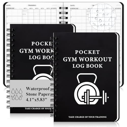 Cuaderno de entrenamiento A6 en papel de piedra impermeable para registro de gimnasio