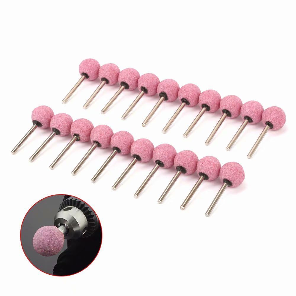 10 punte per smerigliatura a sfera, 6 mm x 25 mm, con testa a mola, in corindone marrone, per levigatura fai da te in ceramica, pietra, metallo, fai da te (nero)