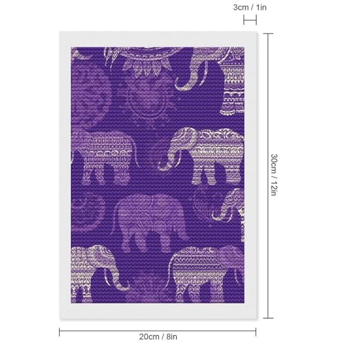 Kit broderie diamant 5D éléphant violet canevas haute définition - 2