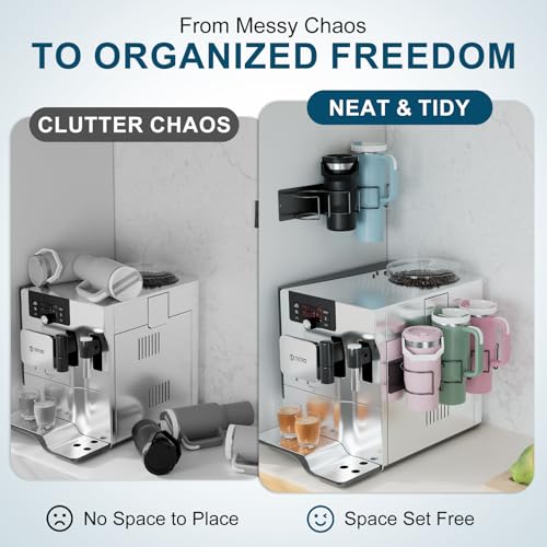 magnetic stanley cup holder with 6 hook rack tumbler organizer for fridge water bottle organizer for stanley 30amp40 oz stanley cup accessories for kitchen cabinet 3 pack black