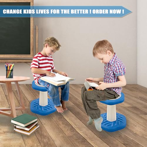 Image of Fanboxk Active Chairs Kids Preschool Wobble Stool - Alternative Flexible Seating Balance Wiggle Stool for Classroom,Preschool,Kindergarten&Elementary School,Active Sensory Chairs,Ages3-8,Blue(14in)