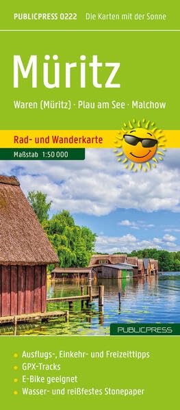 Müritz, Rad- und Wanderkarte 1:50.000, Publicpress: Waren (Müritz) - Plau am See - Malchow, mit Toureninfos, GPX Tracks, wasserfest und reißfest (Rad- und Wanderkarte: RuWK)