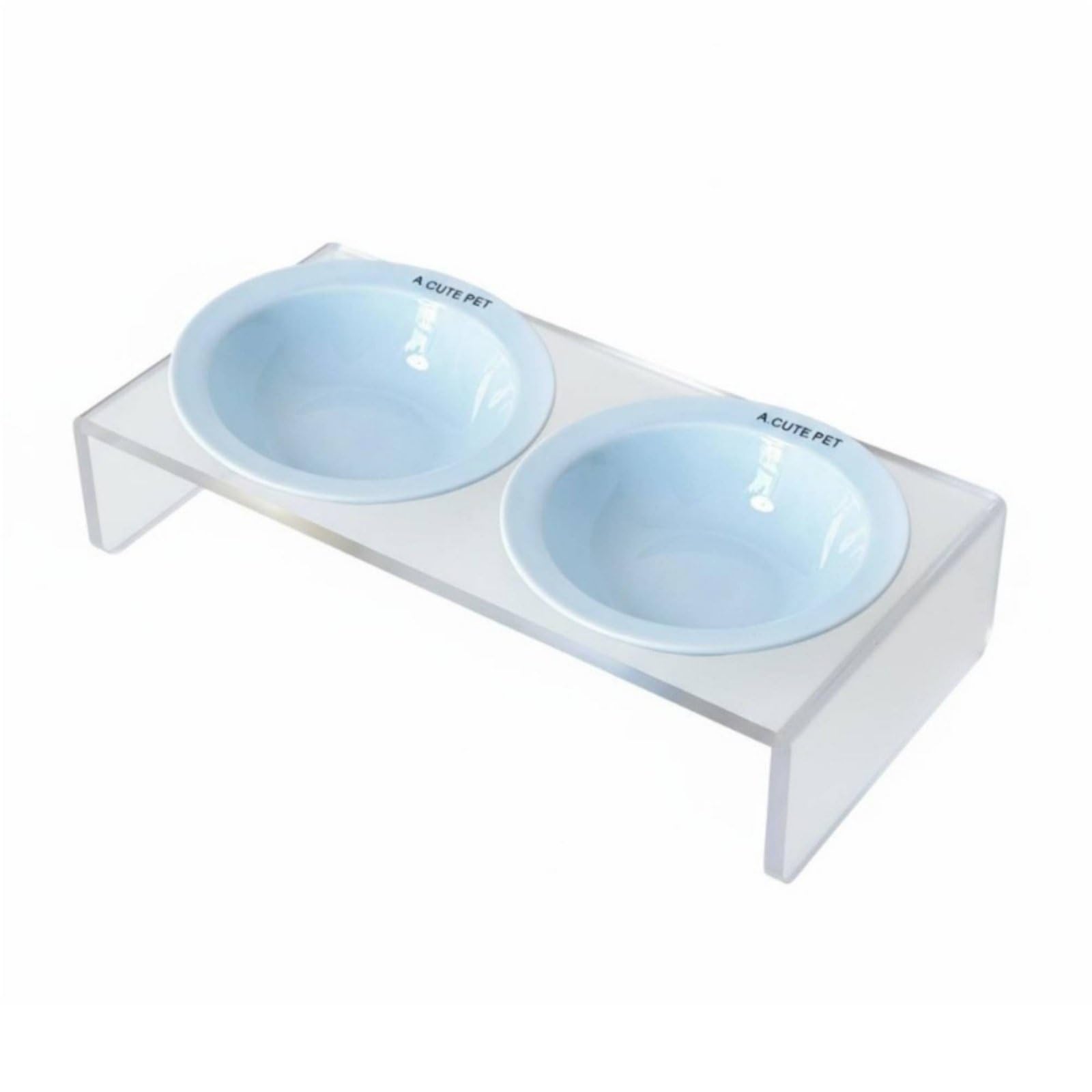 Ciotola per Gatti Ciotola Ciotola Rialzata Ciotola Antiscivolo Ciotola Ergonomica in Ceramica con Finitura Liscia Supporto in Acrilico Satinato Facile, Set Doppia Ciotola Blu