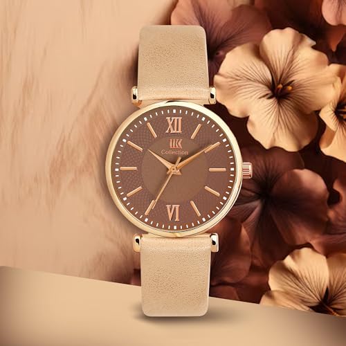Image of IIK COLLECTION Watches for Women Round Dial |Analogue Quartz Movemnet Ladies Watch|Long Battery Life|Leather Bracelet Strap|Buckle Lock Clasp Safety Watches for Girls
