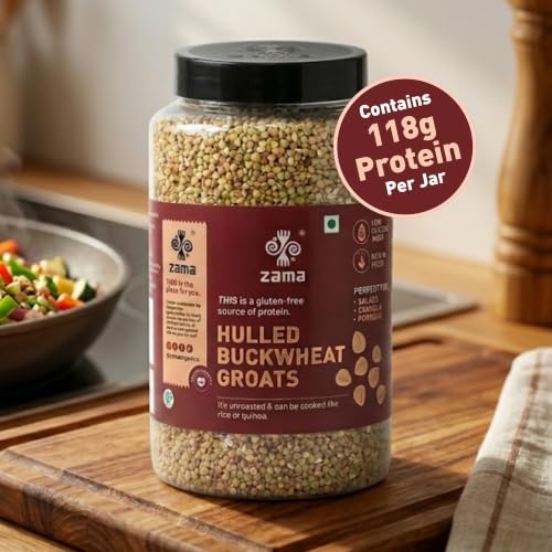 Image of Zama Organics Hulled Buckwheat Groats 1kg | Organically Grown | Gluten Free | Excellent Substitute for Rice | Rich in Vitamins | Good Source of Protein | Healthy Grains | Kuttu Giri