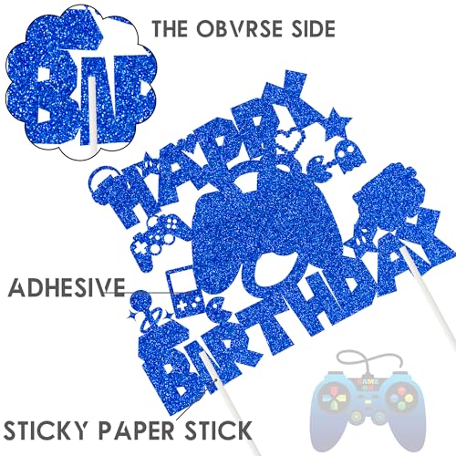 Umoni MONCT-192 Video Game Birthday Cake Topper Game On Controllers Gamepad Cake Decoration Glitter Video Game Theme Party Supplies thumb #1
