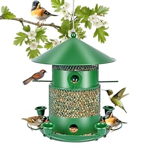 Vogelfutterspender für Wildvögel, Futtersäule Ø ca. 26cm, Vogelhaus zum Aufhängen, Vogelfutterhaus Höhenverstellbar – Futterhaus Vogelfuttersäule für Garten, Balkon