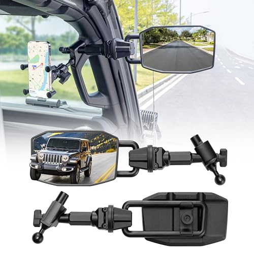 GEVINFA Upgrade Mirrors Doors Off Compatible with Jeep Wrangler JL JLU and Gladiator JT 2018-2023, Quick Release JL Mirror, No Wobble & Quick Removal knob(Not Fit 2024 2025) Patented