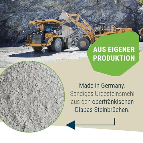 Schicker Mineral Diabas Urgesteinsmehl sandig 25 kg, Lava Gesteinsmehl 0-2 mm versorgt Garten und Boden natürlich mit Mineralien, 100% Naturprodukt, Bodenhilfsstoff, Bodenverbesserer, Fibl gelistet